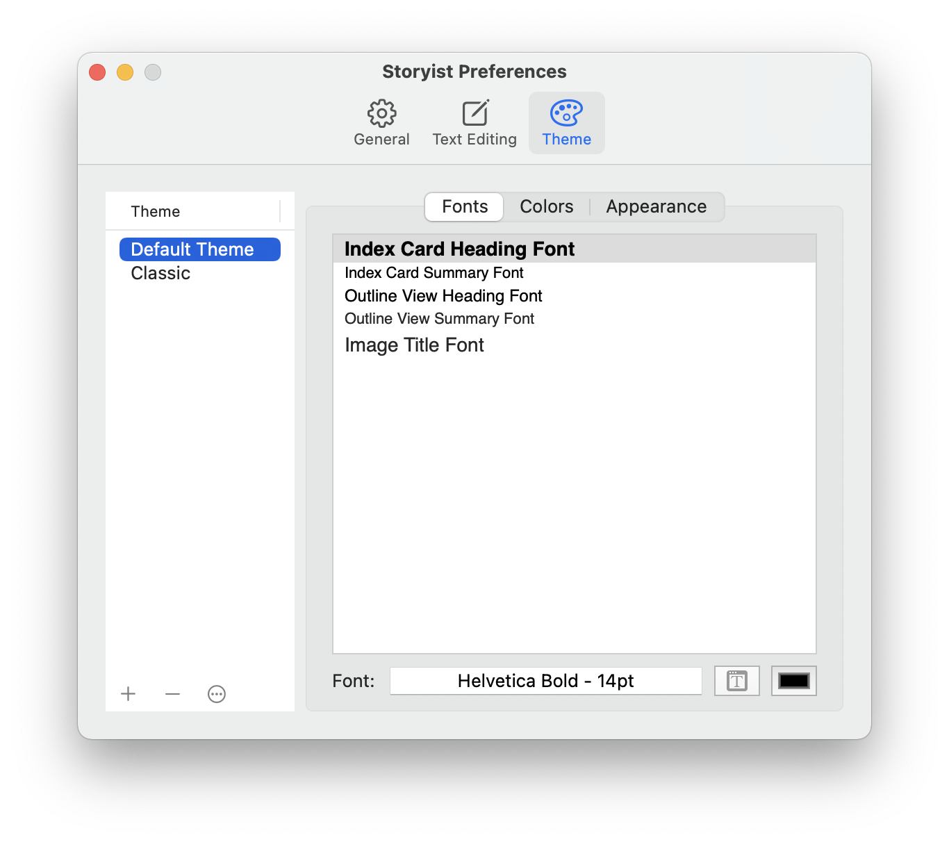 Appearance Preferences Pane