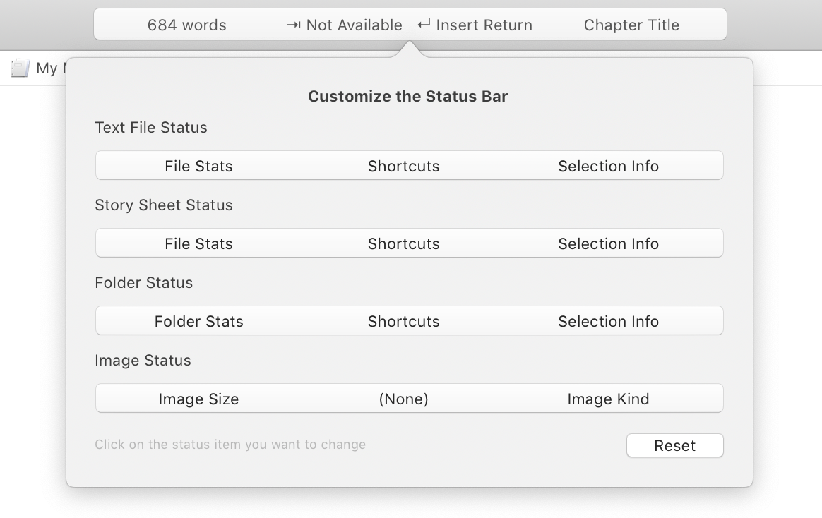 Customizing the Status Bar